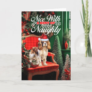 Cartão De Festividades Cavalier Spaniel Christmas Dog Naughn ou Nice