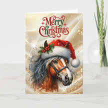 Cavalo Baio Bonito de Chapéu de Papai Noel