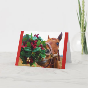 Cartão De Festividades Cavalo Beijando sob o Visco