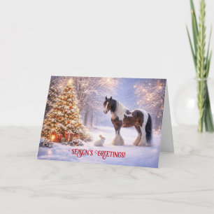 Cartão De Festividades Cavalo Clydesdale de Natal Saudações de Fim de Ano