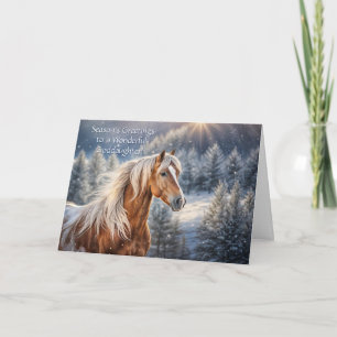 Cartão De Festividades Cavalo da Afilhada Natal com belo Equino
