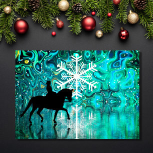 Cartão De Festividades Cavalo de Adestramento Reflexos de Floco de Neve N