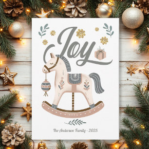 Cartão De Festividades Cavalo de Balanço Alegria Vintage Boho