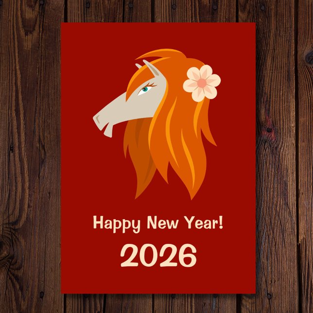 Cartão De Festividades Cavalo de Fogo 2026 Zodiac, Ano Novo Chinês (Criador carregado)