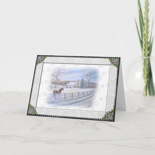 Cartão De Festividades Cavalo de Natal (Frente)