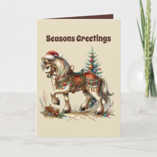 Cartão De Festividades Cavalo de Natal adicionar mensagem Feliz