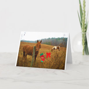 Cartão De Festividades Cavalo de Natal com arco e estocagem