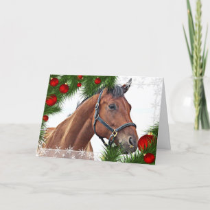Cartão De Festividades Cavalo Feliz Natal Equestre Equestre Equestre Pône