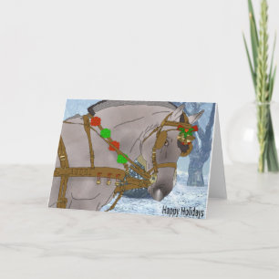 Cartão De Festividades Cavalo Fjord Norueguês Arte Equestre de Natal