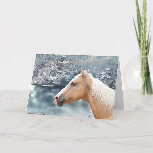 Cartão De Festividades Cavalo palomino de inverno