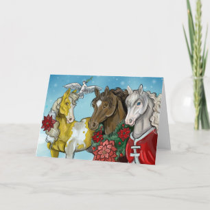 Cartão De Festividades Cavalos de Feriado