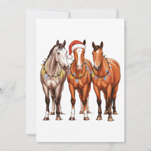 Cartão De Festividades Cavalos de Natal Fazendas de Chapéu de Santa Cowbo