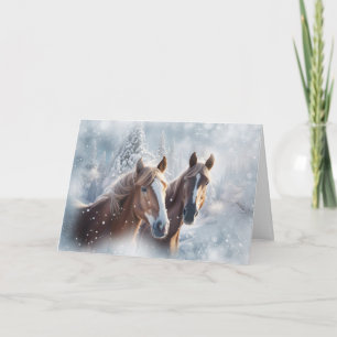 Cartão De Festividades Cavalos de Natal: Saudações Cavalos Bonito