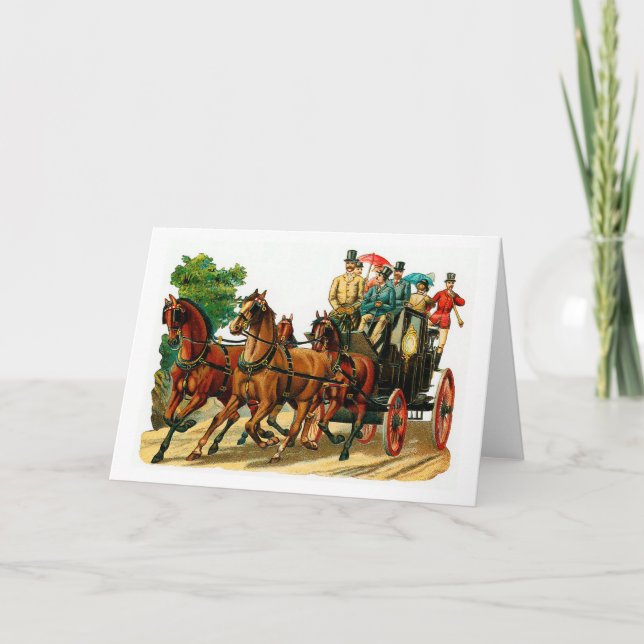 Cartão De Festividades Cavalos e carruagems (Frente)