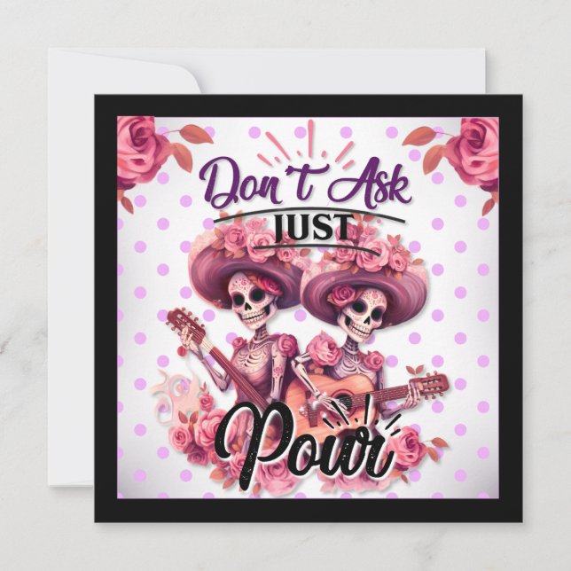 Cartão De Festividades Caveira de Açúcar Roxa e Bonita (Frente)