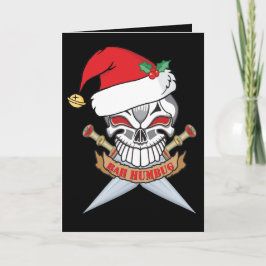 Cartão De Festividades Caveira Pirata de Papais noeis Anti-Natal
