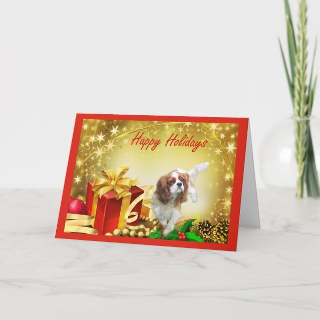 Cartão De Festividades Cavelier King Charles Spaniel Christmas Gift Greet (Frente)