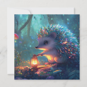 Cartão De Festividades Cefaleia e Lanterna Whimsical na Floresta Encantad
