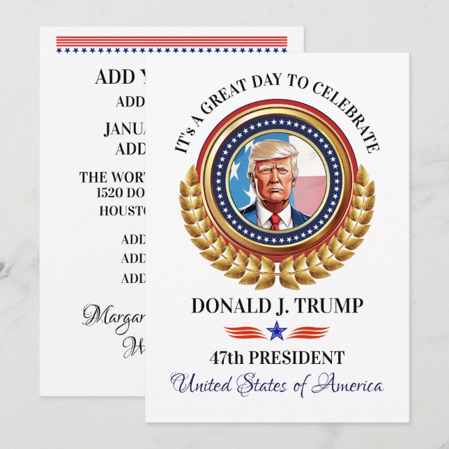 Cartão De Festividades Celebração da Inauguração (Frente/Verso)