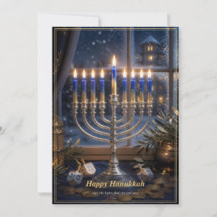 Cartão De Festividades Celebração de Hanukkah à Luz de Velas