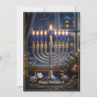 Cartão De Festividades Celebração de Hanukkah à Luz de Velas