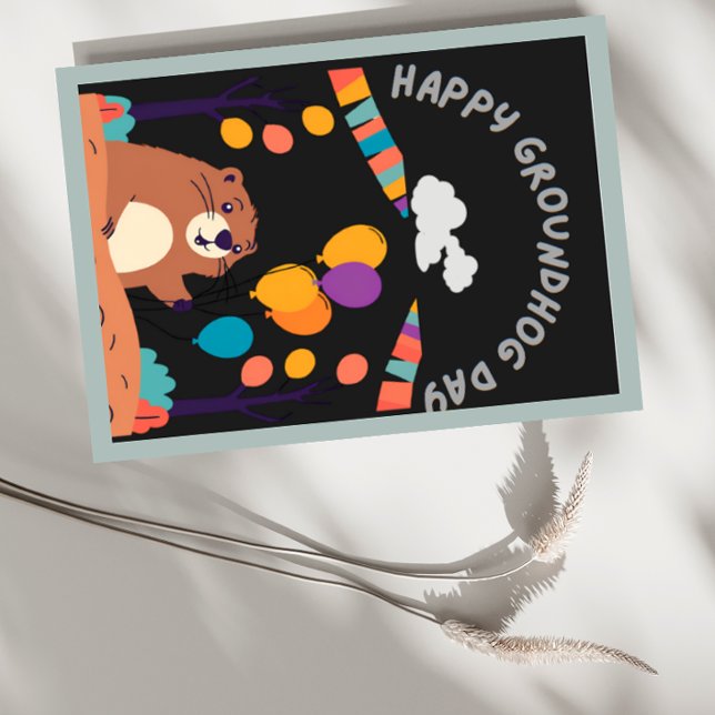 Cartão De Festividades Celebração do Dia da Marmota: Sombra ou Sombra? (Criador carregado)