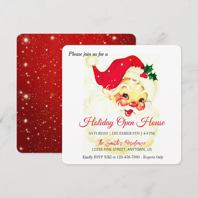 Cartão De Festividades Celebração do Pai Natal Retroativo, Casa Aberta (Frente/Verso)