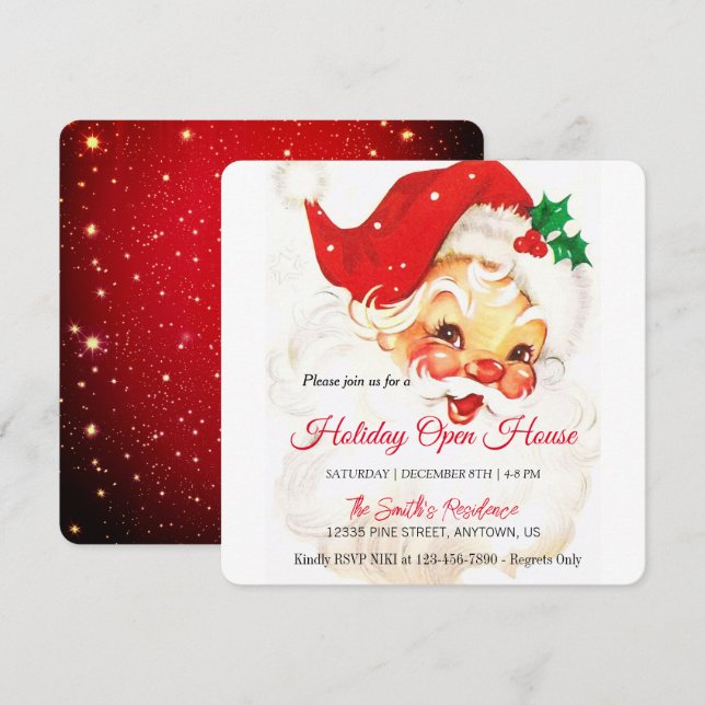 Cartão De Festividades Celebração do Pai Natal Retroativo, Casa Aberta (Frente/Verso)