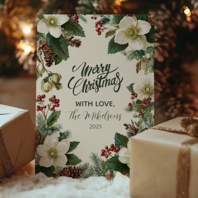 Cartão De Festividades Celebração Evergreen Pinecone Holiday (Criador carregado)