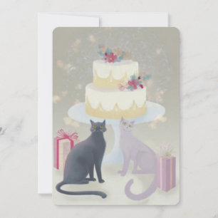 Cartão De Festividades Celebração Felina Festiva Elegante