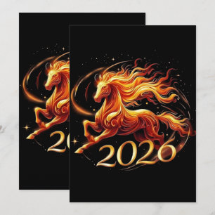 Cartão De Festividades Celebrações do Ano Chinês do Cavalo 2026