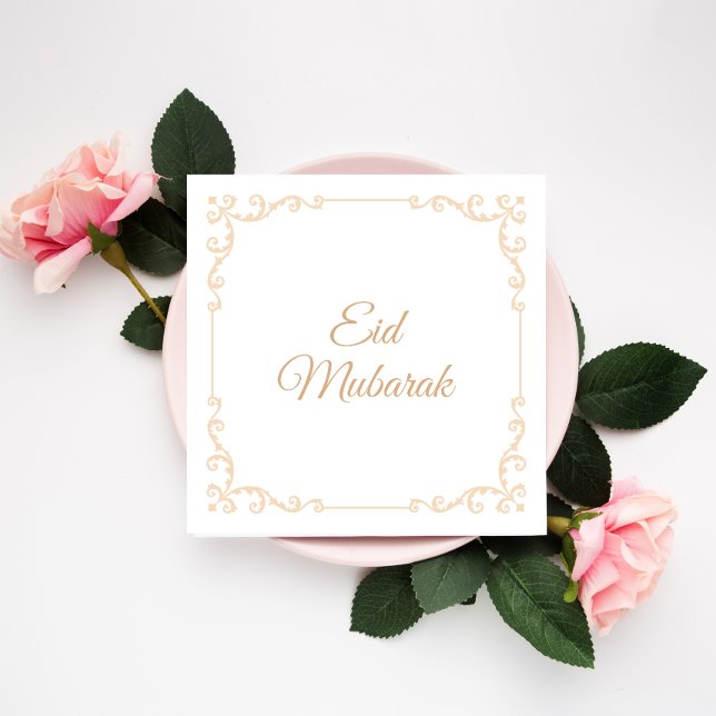 Cartão De Festividades Celebrado Eid Mubarak Elegante de Frame Dourado Fe (Criador carregado)