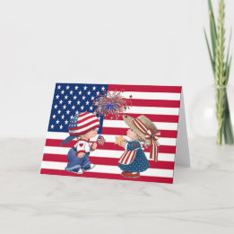 Cartão De Festividades Celebrar bandeira americana