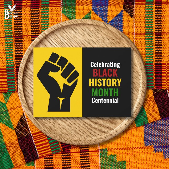 Cartão De Festividades Celebrating Black History Month Centennial (Celebrating Black History Month Centennial flat card with black power fist design. Ideal for BHM 100)