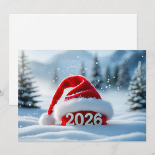Cartão De Festividades Celebre a chegada de 2026 com o inverno festivo