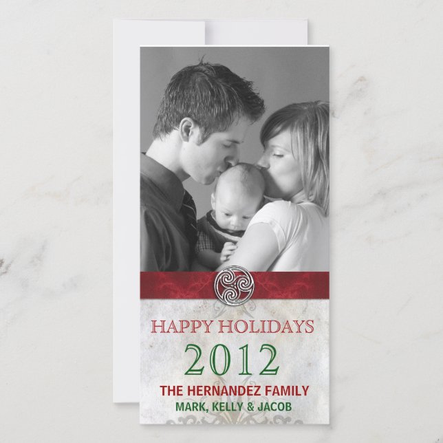 Cartão De Festividades Celtic Knot Triskelion Foto de Natal (Frente)