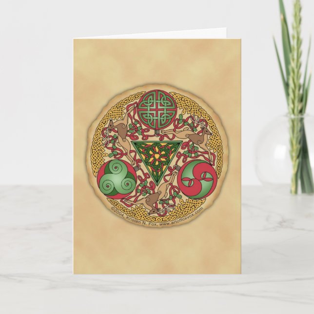Cartão De Festividades Celtic Reindeer Shield Greeting Card (Frente)