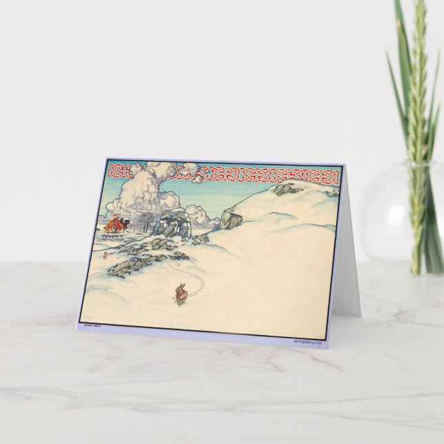 Cartão De Festividades Célula de Natal Irlandês com Rabbit de inverno (Frente)