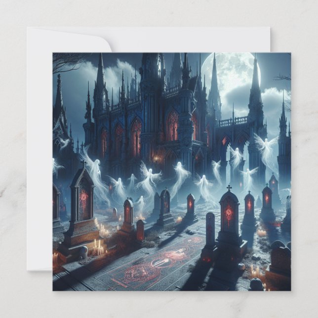 Cartão De Festividades Cemitério do Castelo Assombrado do Assustador Hall (Frente)