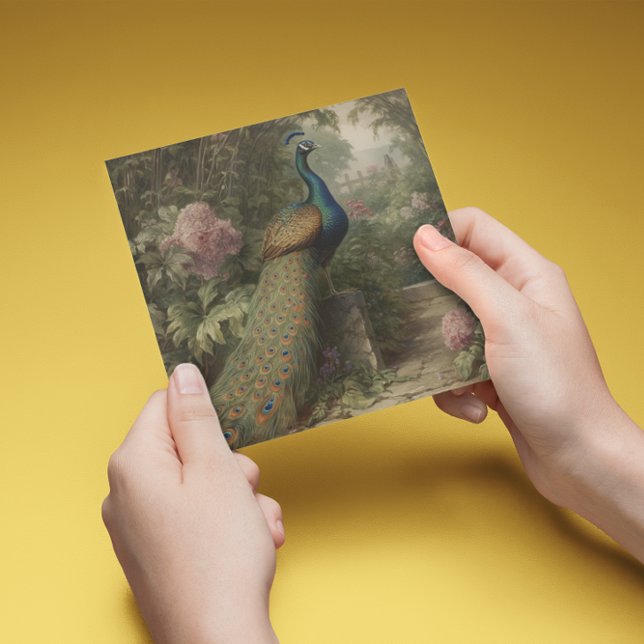 Cartão De Festividades Cena botânica do pavão num jardim inglês (Criador carregado)