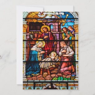 Cartão De Festividades Cena da Natividade de Jesus em Vidro Estido