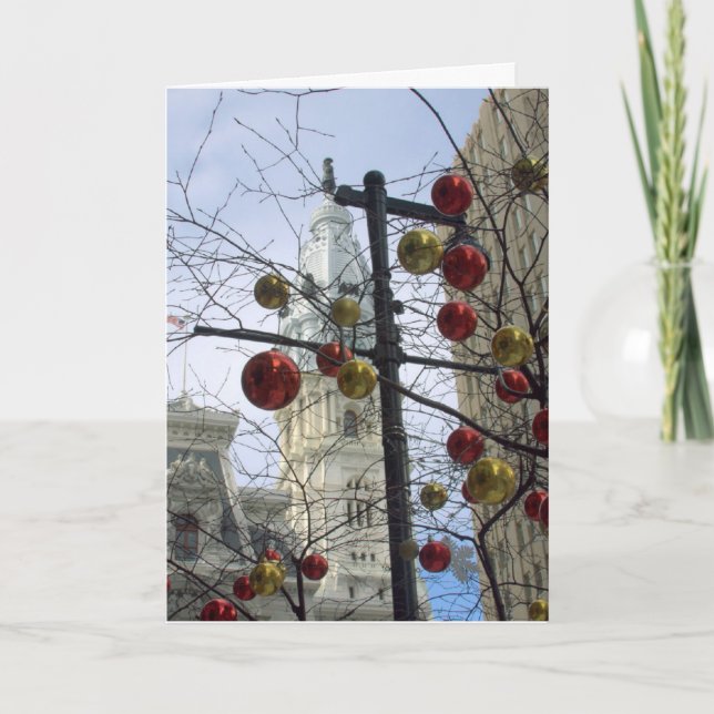 Cartão De Festividades Cena da Rua Holiday (Frente)