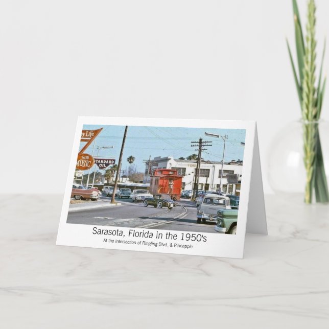 Cartão De Festividades Cena da rua Sarasota 1950 (Frente)