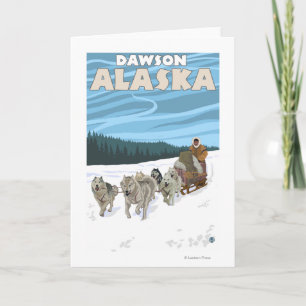 Cartão De Festividades Cena de Dormência de Cachorro - Dawson, Alasca