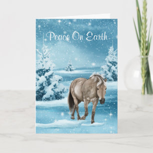 Cartão De Festividades Cena De Inverno Com Neve De Cavalo E Feriado De Ár