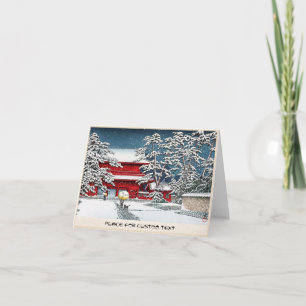 Cartão De Festividades Cena de inverno de um templo japonês legal em Kyot