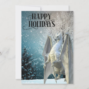 Cartão De Festividades Cena de Inverno do Dragão Neve Feliz Natal