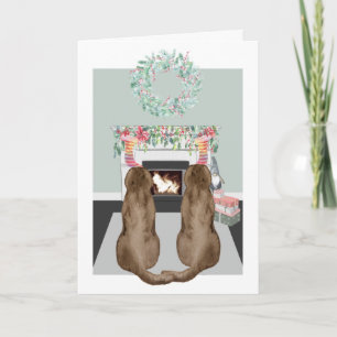 Cartão De Festividades Cena de Lareira de Cães Choc Labrador