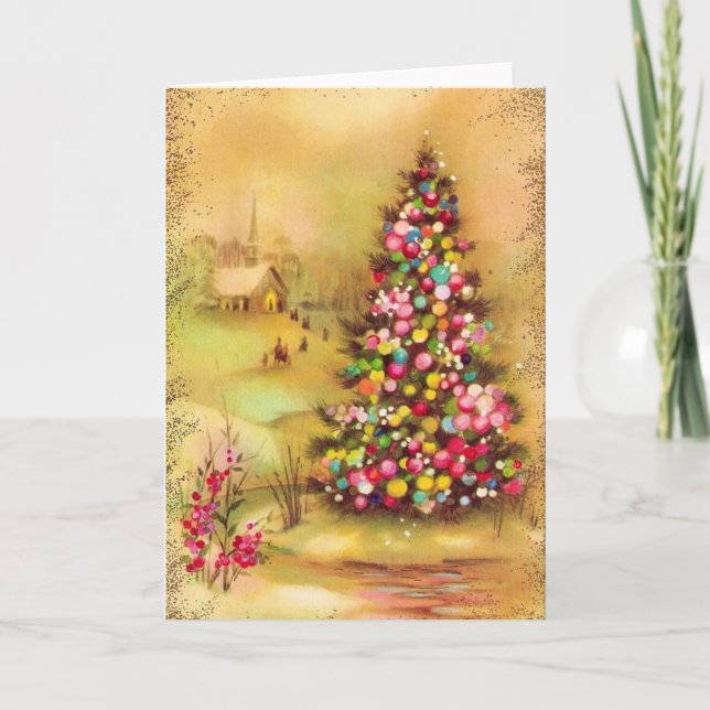 Cartão De Festividades Cena de natais vintages (Frente)