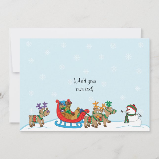 Cartão De Festividades Cena de Natal com Neve 2 lados/plana/carta/& env 1 (Frente)